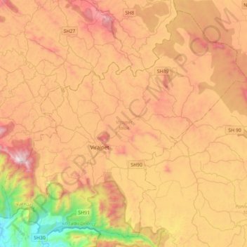 Mapa Topográfico Virajpet Taluk, Altitud, Relieve