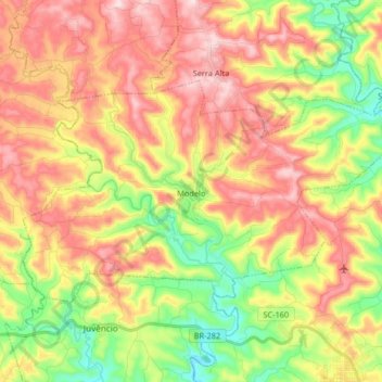 Mapa topográfico Modelo, altitud, relieve