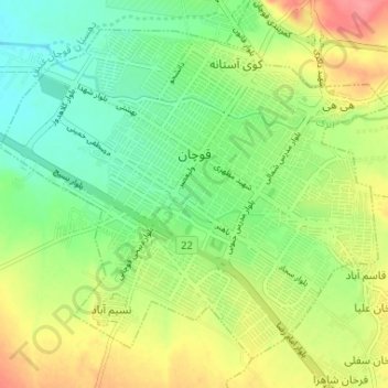 Mapa topográfico Ghoochan City, altitud, relieve