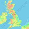 Mapa topográfico Gran Bretaña, altitud, relieve