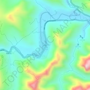 Mapa topográfico Cuevas, altitud, relieve