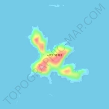 Mapa topográfico Little Tobago, altitud, relieve