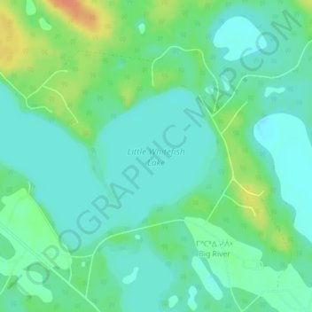 Mapa topográfico Little Whitefish Lake, altitud, relieve