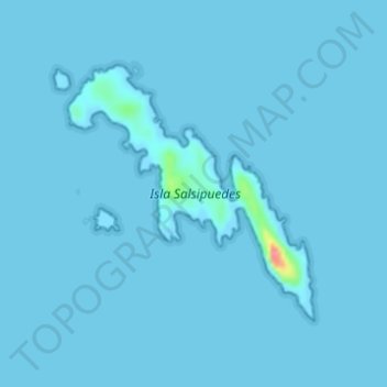 Mapa topográfico Isla Salsipuedes, altitud, relieve