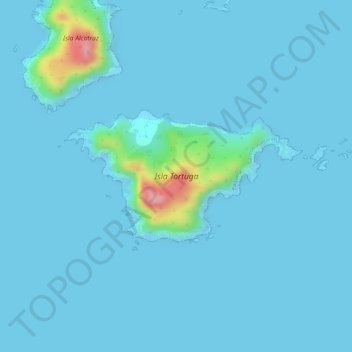 Mapa topográfico Isla Tortuga, altitud, relieve