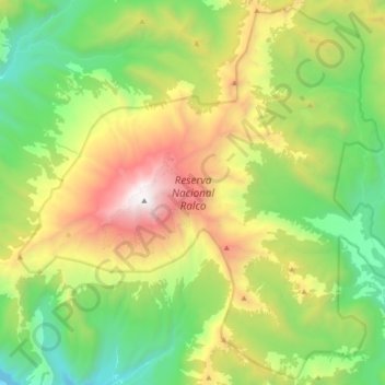 Mapa topográfico Reserva Nacional Ralco, altitud, relieve