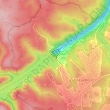 Mapa topográfico Warragamba Dam, altitud, relieve