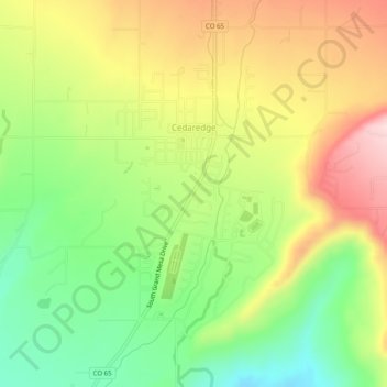 Mapa topográfico Cedaredge, altitud, relieve