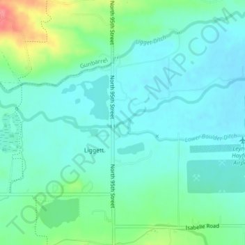 Mapa topográfico Boulder Creek, altitud, relieve