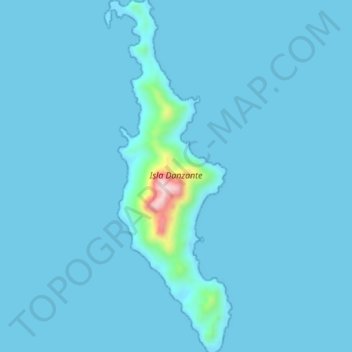 Mapa topográfico Isla Danzante, altitud, relieve