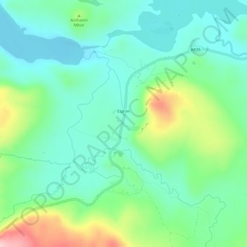 Mapa topográfico Elphin, altitud, relieve