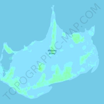 Mapa topográfico Williams Island, altitud, relieve