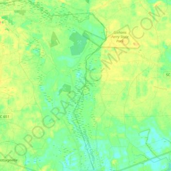 Mapa topográfico Edisto River, altitud, relieve