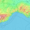 Mapa topográfico Ligurien, mapa de relieve, mapa de altitud