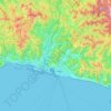 Mapa topográfico Genua, mapa de relieve, mapa de altitud