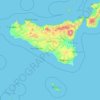 Mapa topográfico Sizilien, mapa de relieve, mapa de altitud