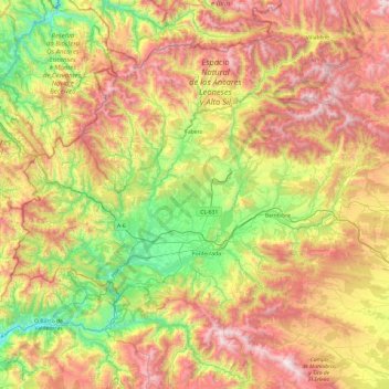 Mapa topográfico El Bierzo, altitud, relieve